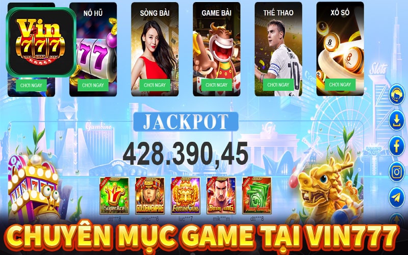 Tổng hợp các sảnh game cá cược hot nhất vin777